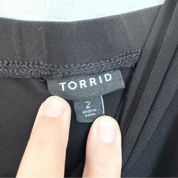 Torrid Midi Studio Knit Midi Wrap Dress In Deep Black Plus Size 2X LBD Office - Picture 8 of 13